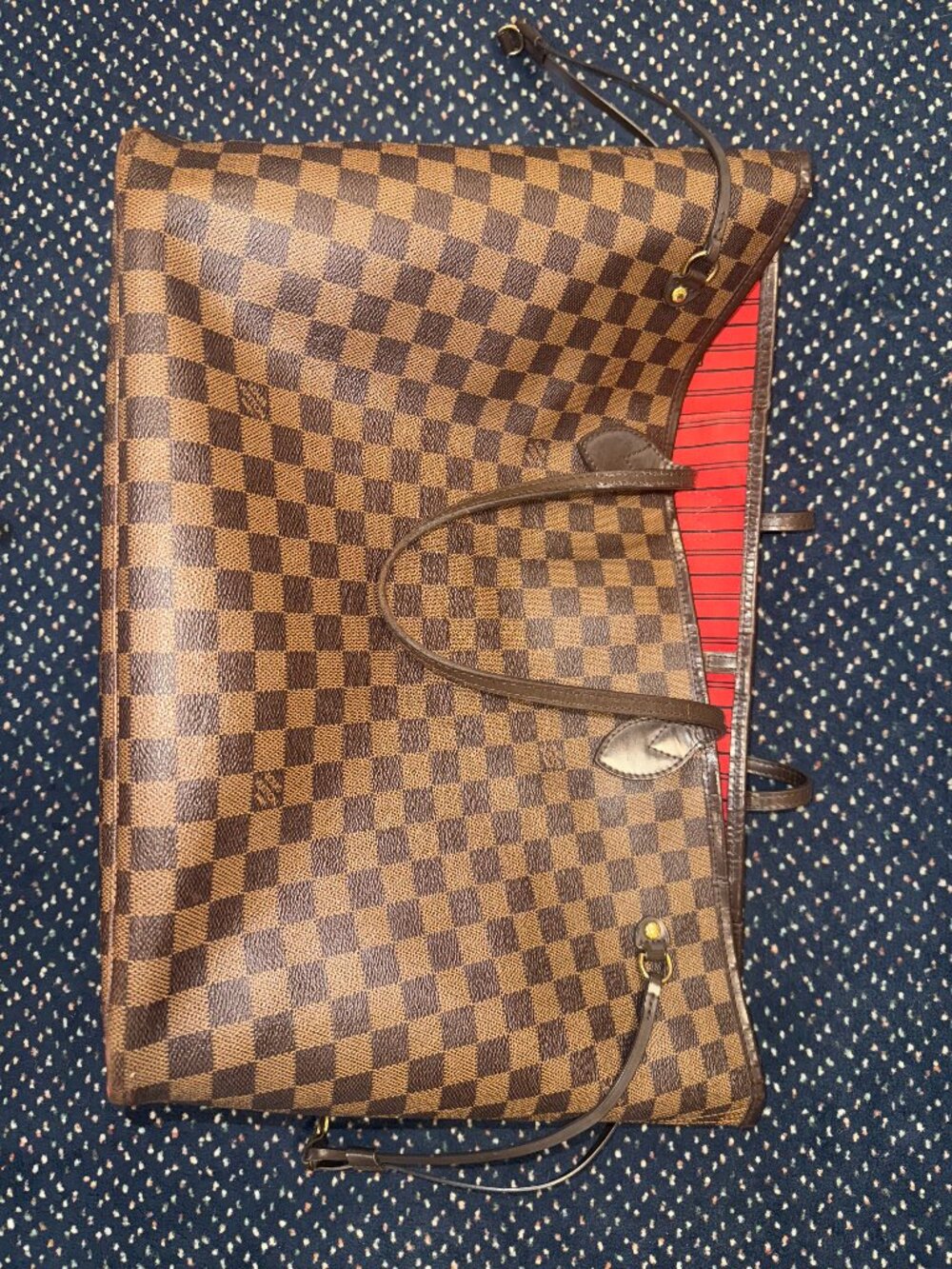 Louis Vuitton Neverfull GM Damier Ebene Shoulder Tote Bag